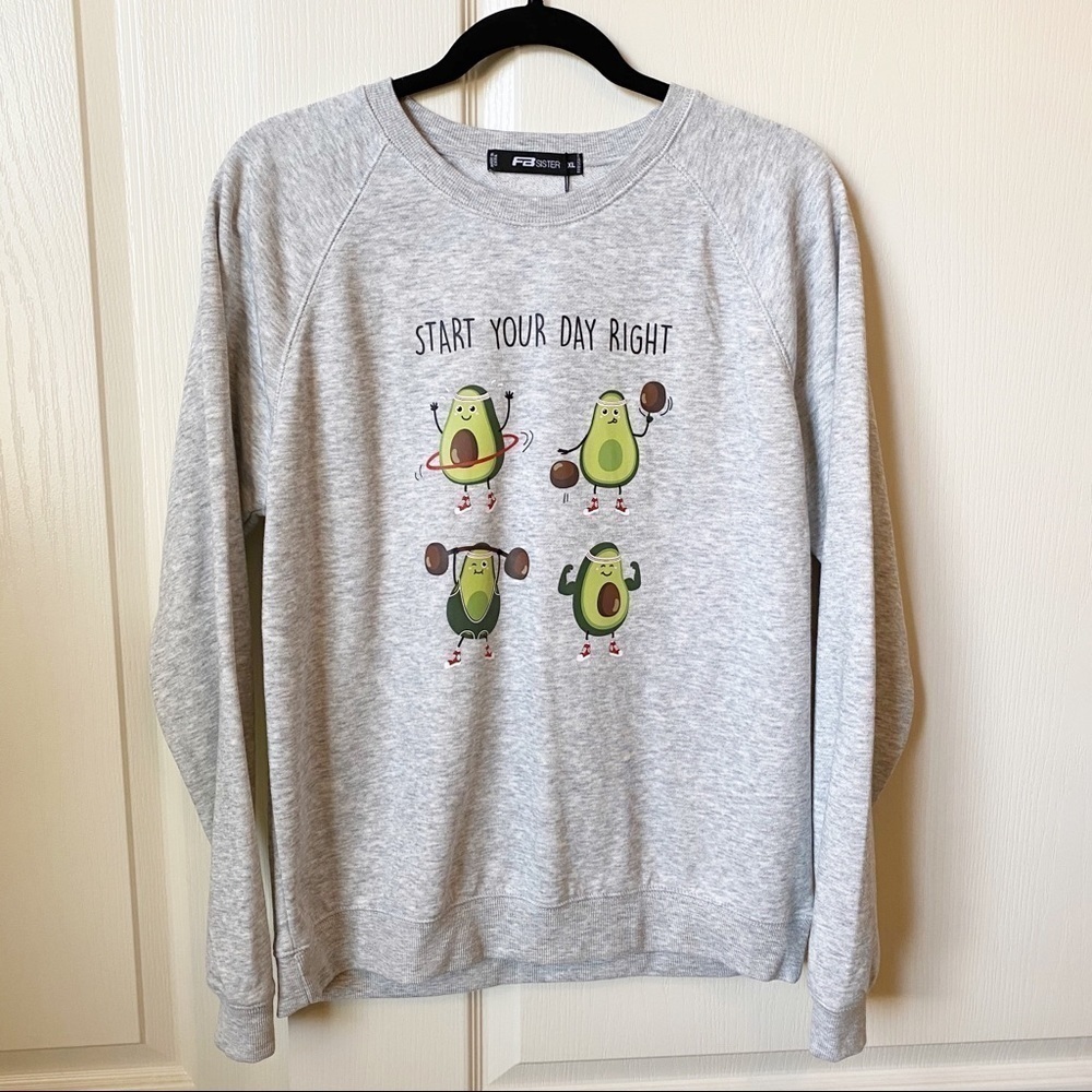 FB Sister Avocado Start Your Day Right Sweatshirt Size XL NWT